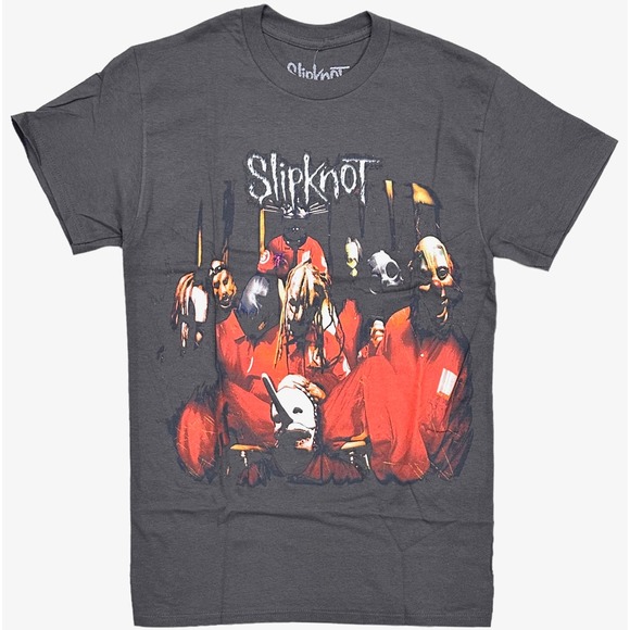 Slipknot Men's Official Merchandise Group Photo Black Vintage Wash Tee T-Shirt - Picture 2 of 3